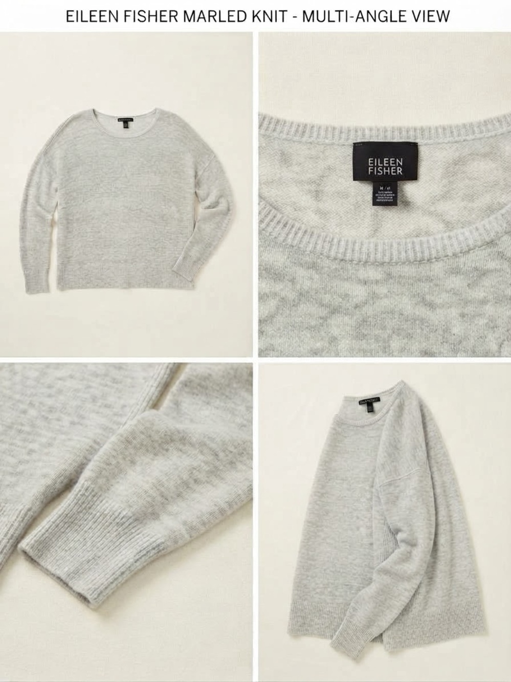 Eileen Fisher Women’s M Gray 100% Organic Linen Relaxed Pullover Sweater - Picture 4 of 10
